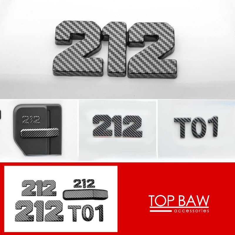Car Emblem Decorative Cover for BAW 212 T01 Navigator - Carbon Fiber Pattern