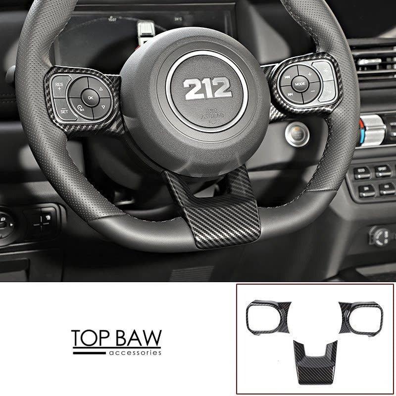 Carbon Fiber Pattern Interior Trim Covers for BAW 212 T01 - [Steering Wheel] Left & Right Button Trim Stickers